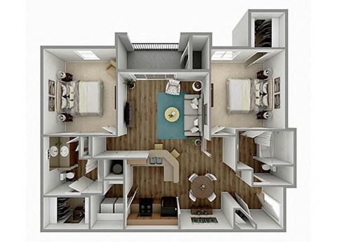 Floor plan for 2 beds, 2 baths, 1130 sqft
